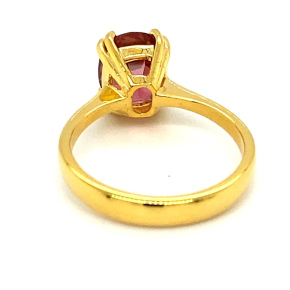 Pink Tourmaline 3.88ct Solid 14K Yellow Gold Ring - Picture 4 of 6